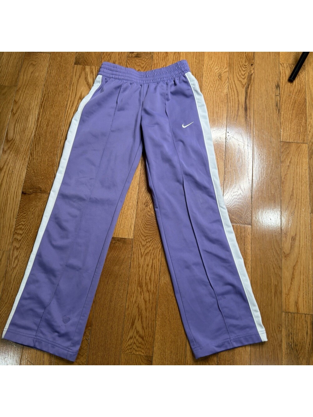 Size Medium Youth Nike Track Pants  Purple White Stripe Athletic Joggers - Picture 5 of 5